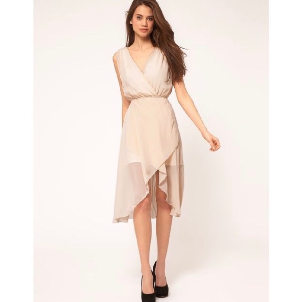 TFNC Midi Dress with Chiffon Wrap front